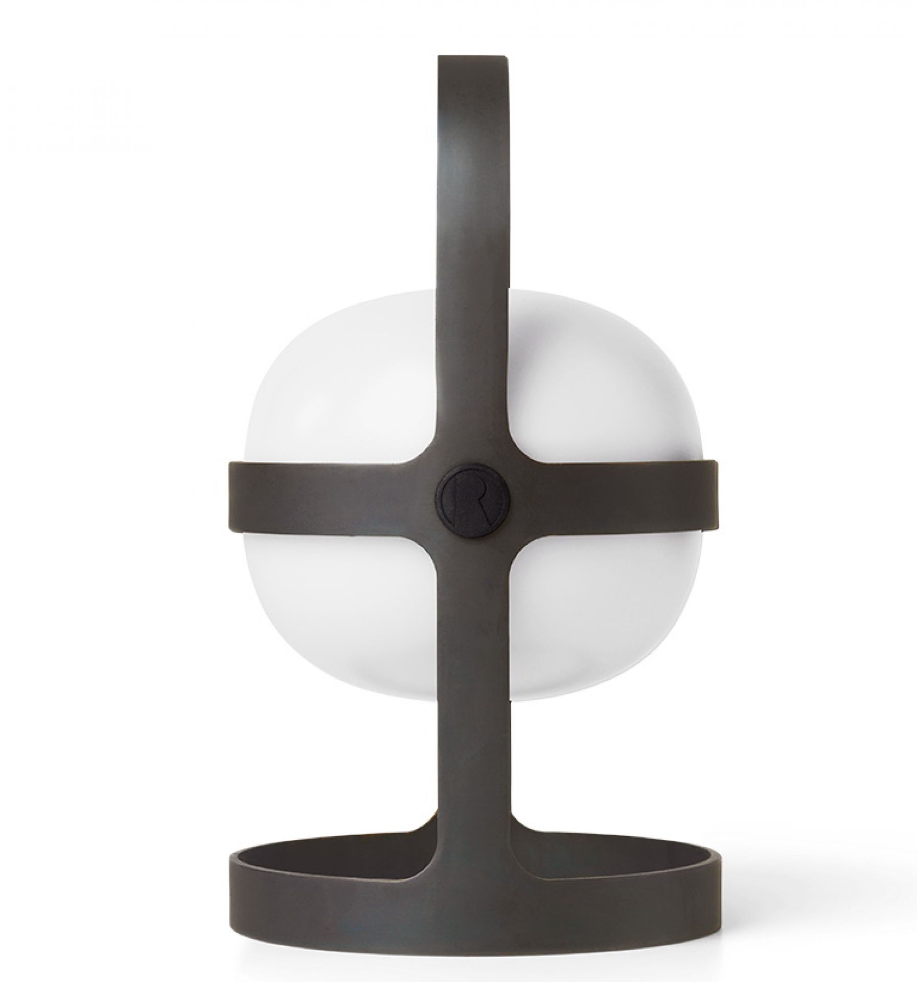 Rosendahl Soft Spot Solarleuchte, tragbare LED-Lampe mit dunklem Rahmen, für Garten und Terrasse.